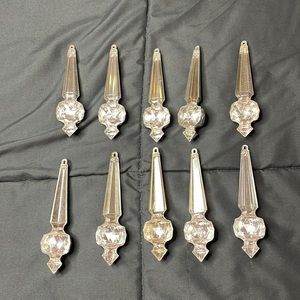 Antique Christmas Finial Plastic Clear and Silver Christmas Ornaments.
